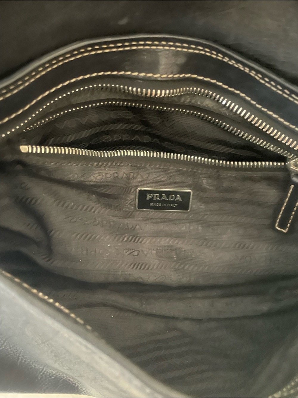 Prada Black Leather Shoulder Bag with Brown Strap and Stud Accents - Picture 3 of 6